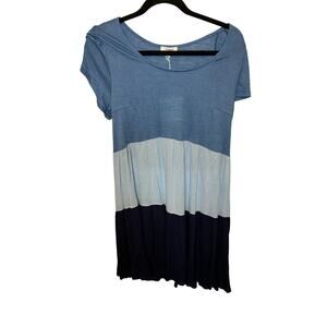 NWT Umgee Tiered Coastal Grandma Euro Summer Beachy Blue Cotton S Minimal Preppy